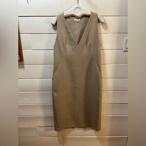 BABATON Taupe Sleeveless V-Neck Dress – Size 8
